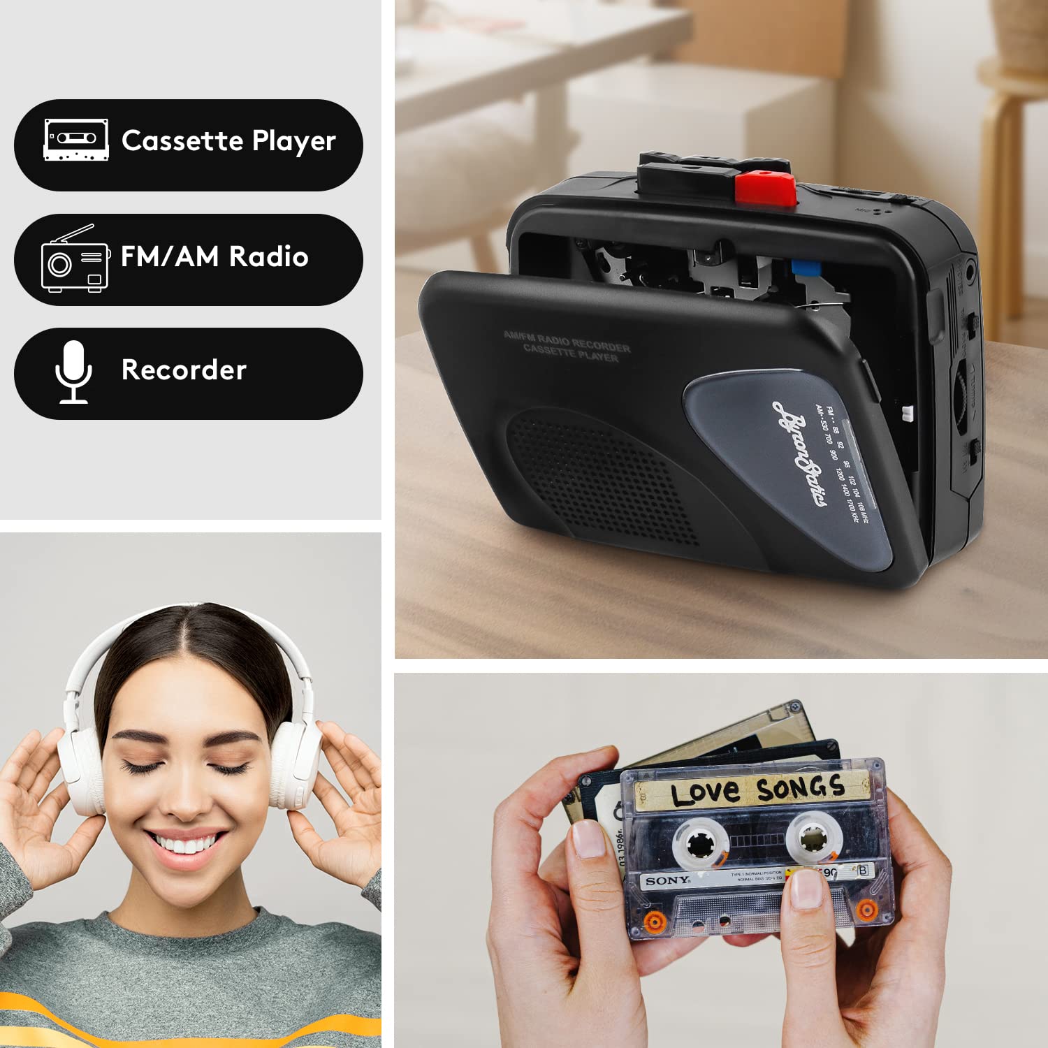 BYRONSTATICS カセットプレイヤー FM AM ラジオ レコーダー